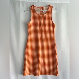 Mango orange & white checkerboard dress - Small